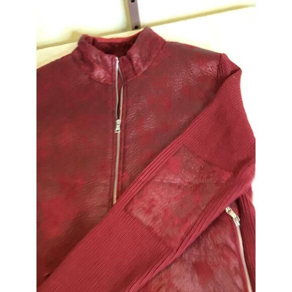 INC International Concepts Mens red faux leather &  knit sweater jacket. XL NWOT - Picture 5 of 9